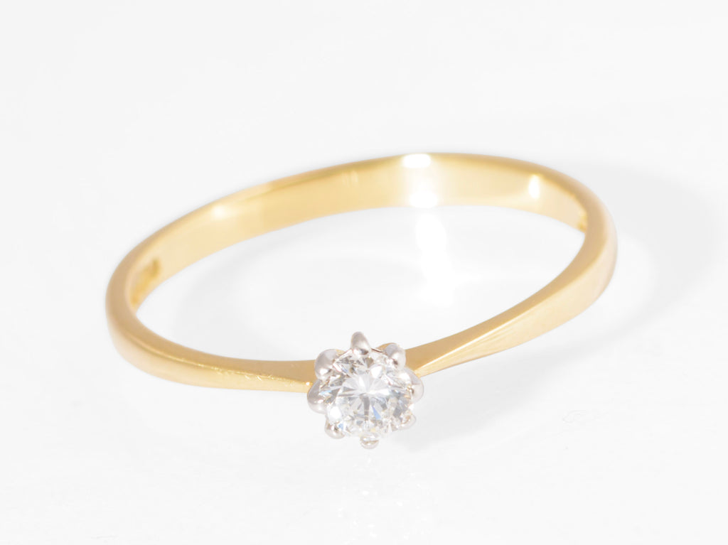 Vintage 18ct Gold Diamond Solitaire Ring Round Brilliant Cut UK Size O (C2901)