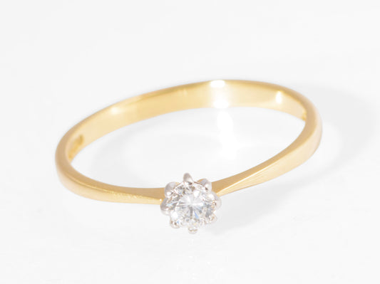 Vintage 18ct Gold Diamond Solitaire Ring Round Brilliant Cut UK Size O (C2901)