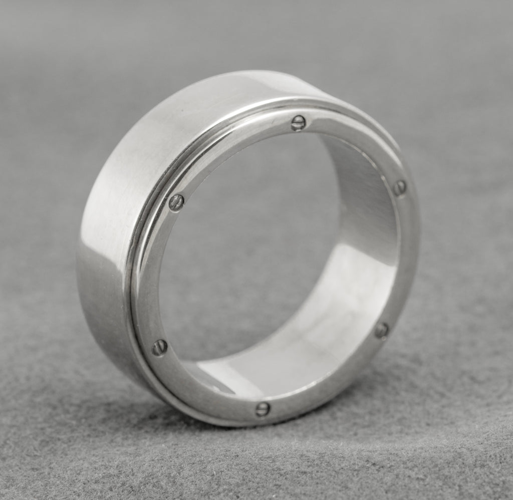 Vintage Tiffany & Co Heavy Sterling Silver Metropolis Screwhead Ring UK Size V (C2903)