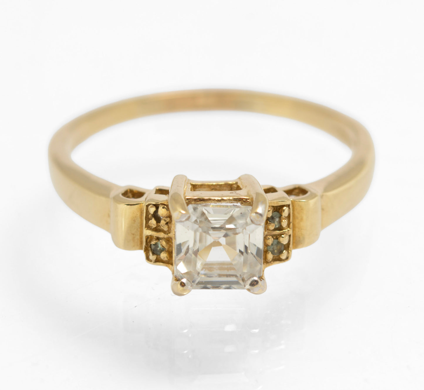 9ct Gold Ring With Natural White Ice Zircon & Alexandrite Gems UK Size U (C2906)