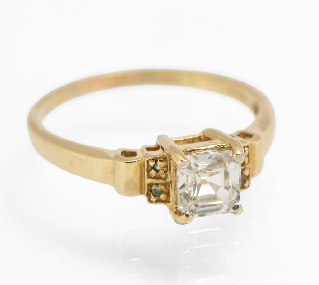 9ct Gold Ring With Natural White Ice Zircon & Alexandrite Gems UK Size U (C2906)