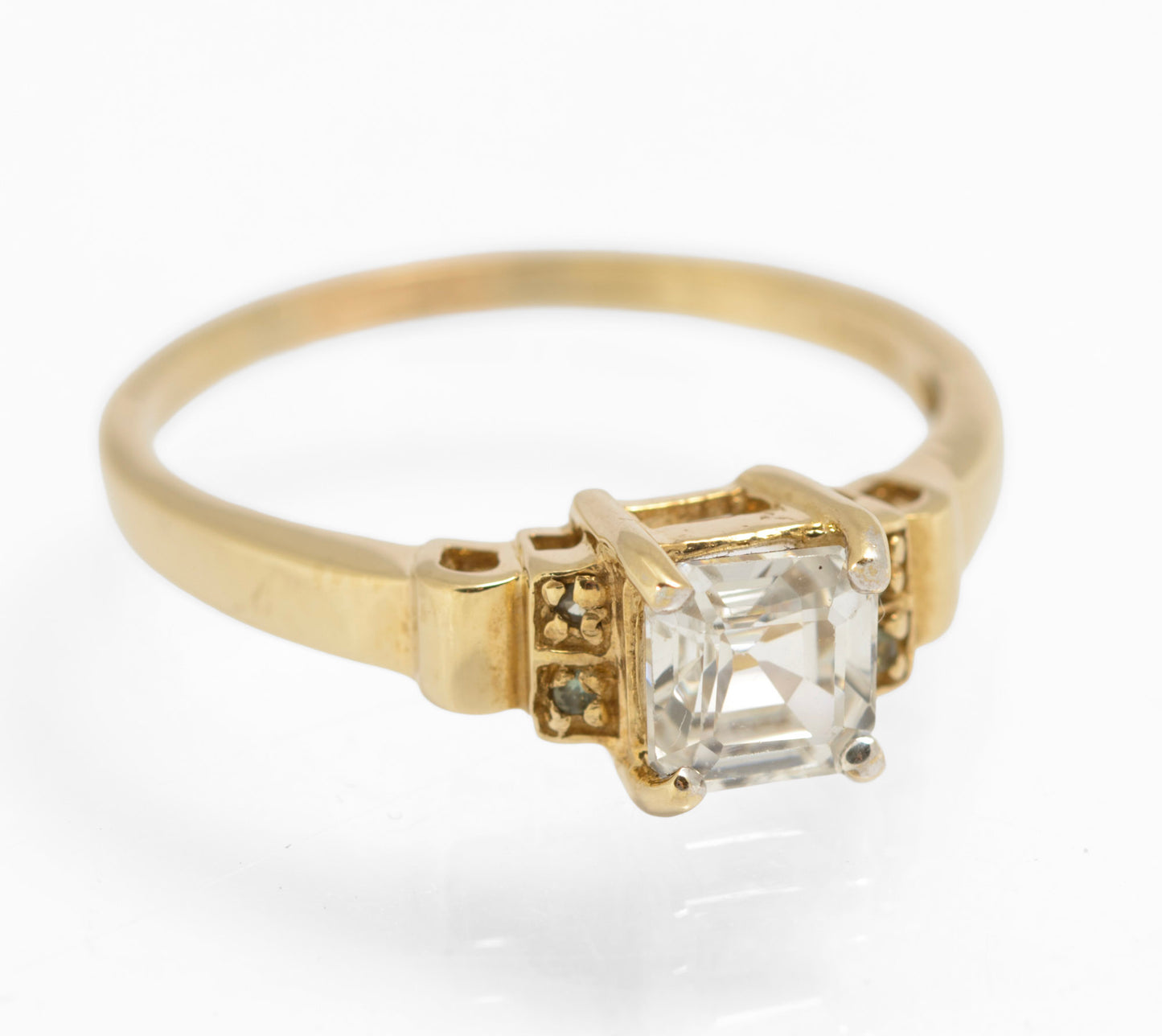 9ct Gold Ring With Natural White Ice Zircon & Alexandrite Gems UK Size U (C2906)