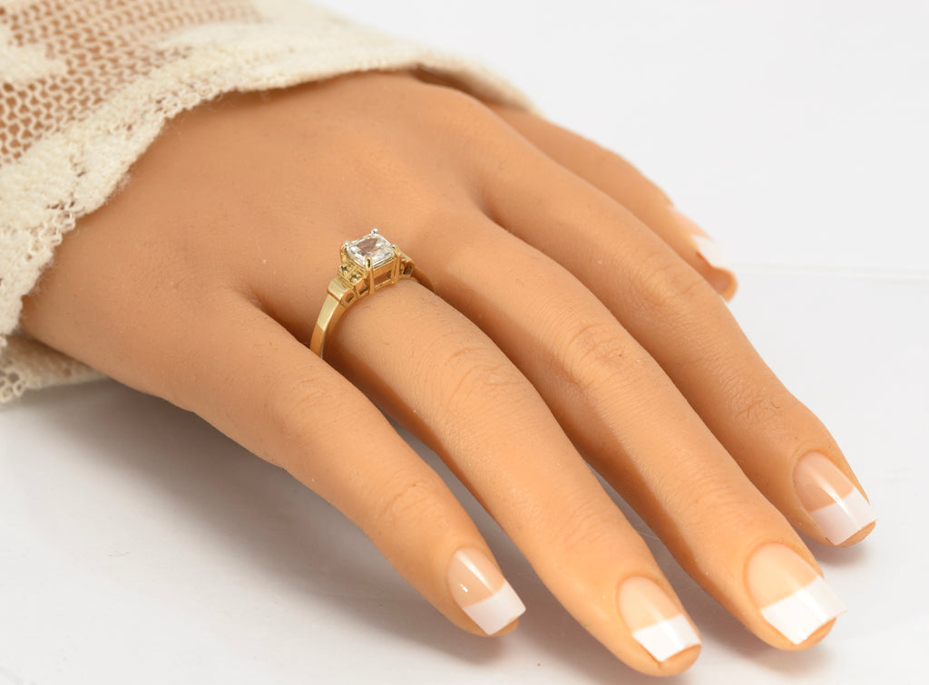 9ct Gold Ring With Natural White Ice Zircon & Alexandrite Gems UK Size U (C2906)