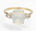 9ct Gold & Natural Blue Moon Quartz & Ice Zircon Women's Dress Ring Size V (C2907)