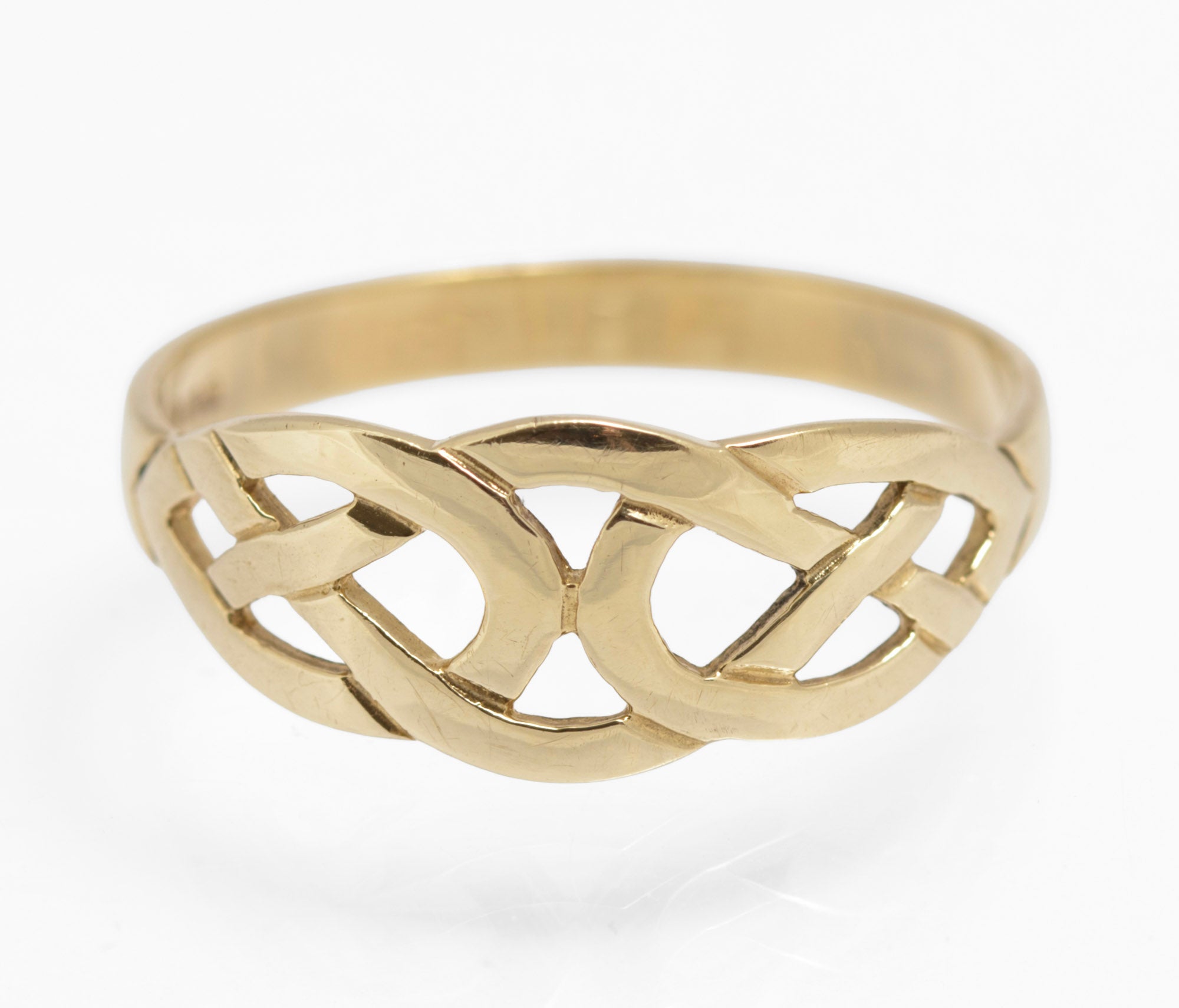 Vintage 9ct Solid Yellow Gold Celtic Knot Endless Love/Promise Ring Unisex (C2908)