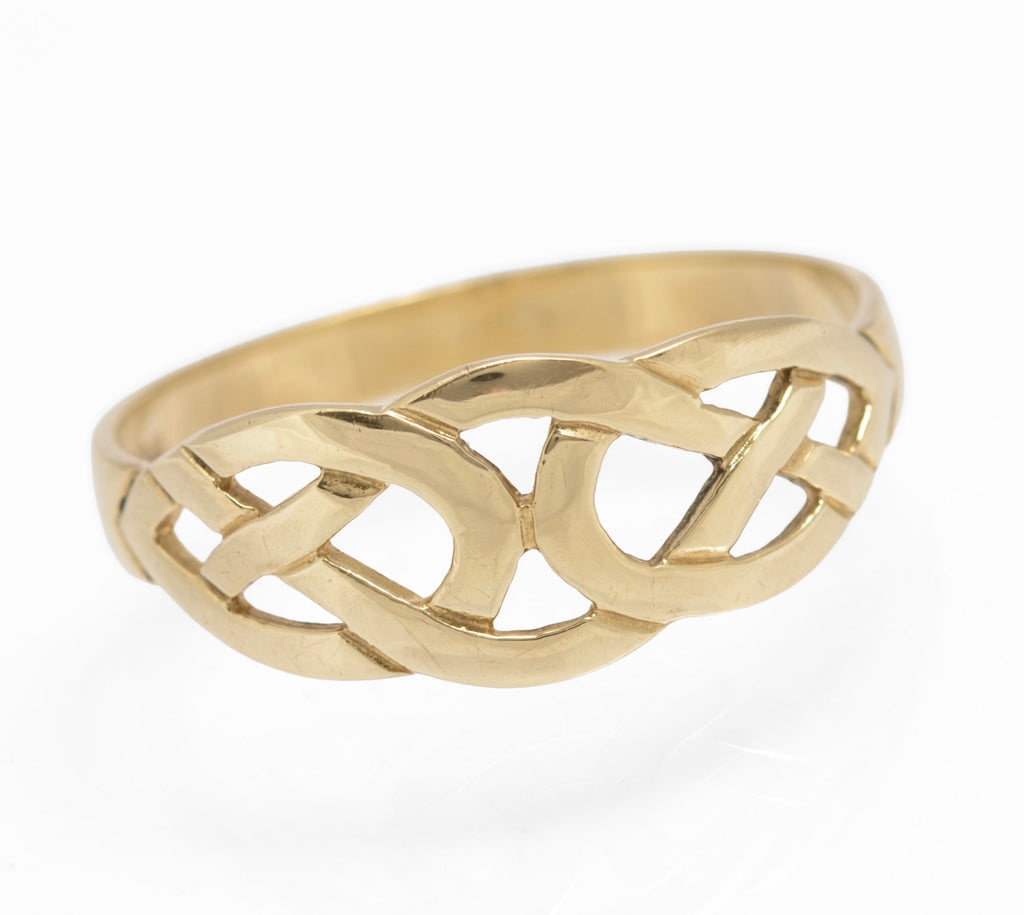 Vintage 9ct Solid Yellow Gold Celtic Knot Endless Love/Promise Ring Unisex (C2908)