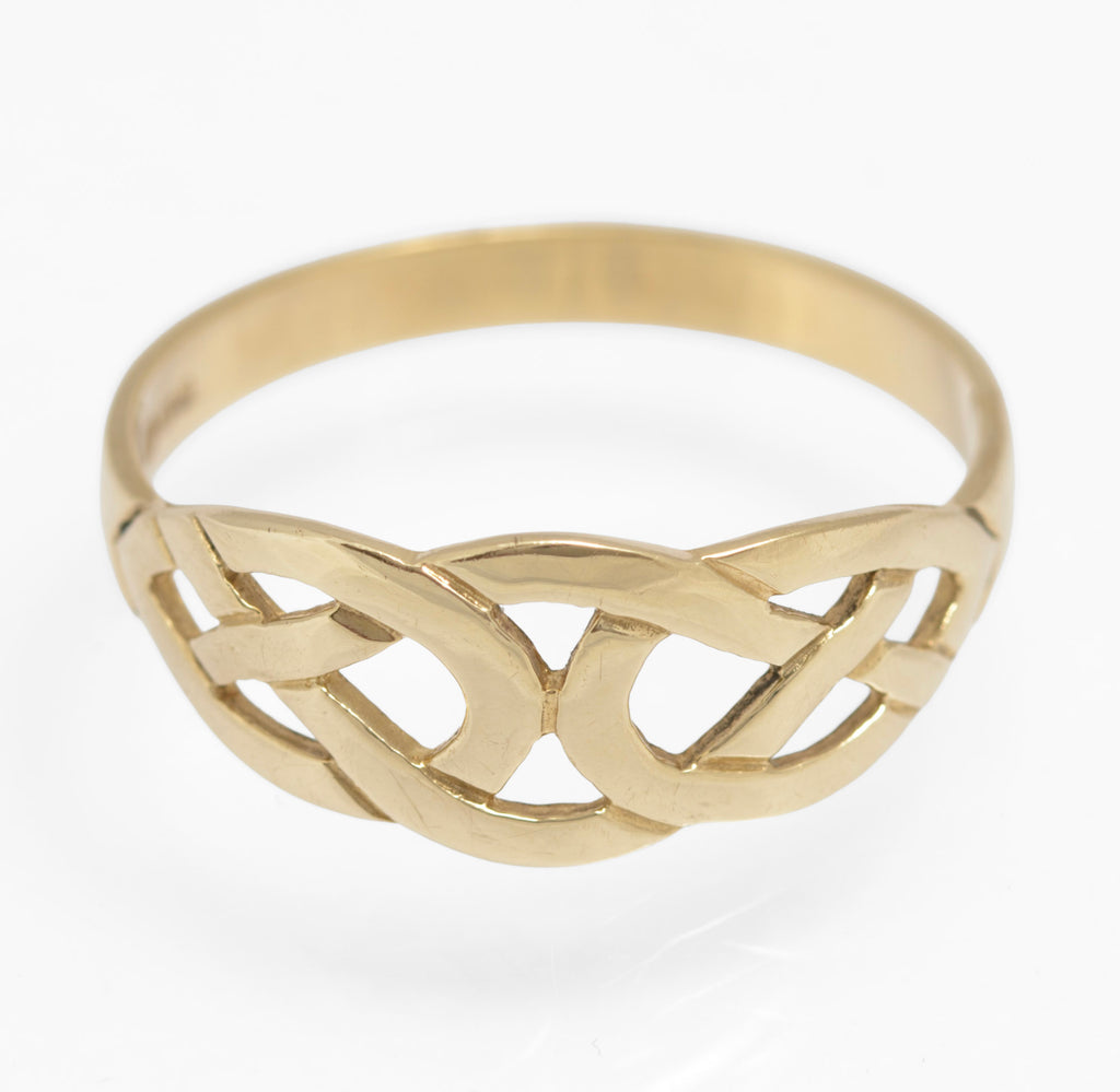 Vintage 9ct Solid Yellow Gold Celtic Knot Endless Love/Promise Ring Unisex (C2908)