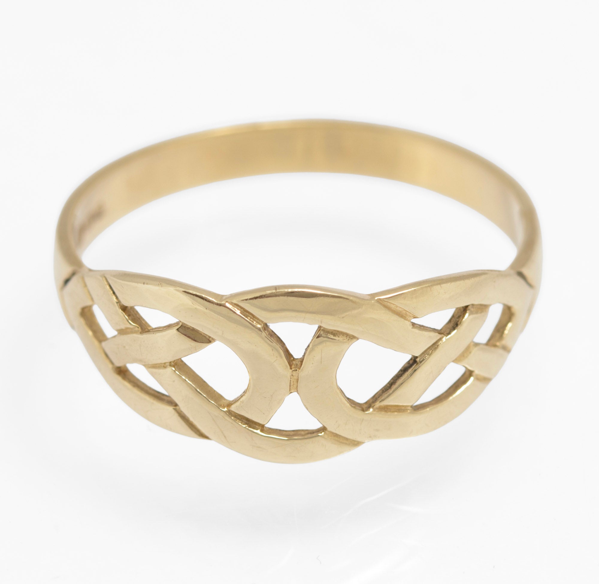 Vintage 9ct Solid Yellow Gold Celtic Knot Endless Love/Promise Ring Unisex (C2908)