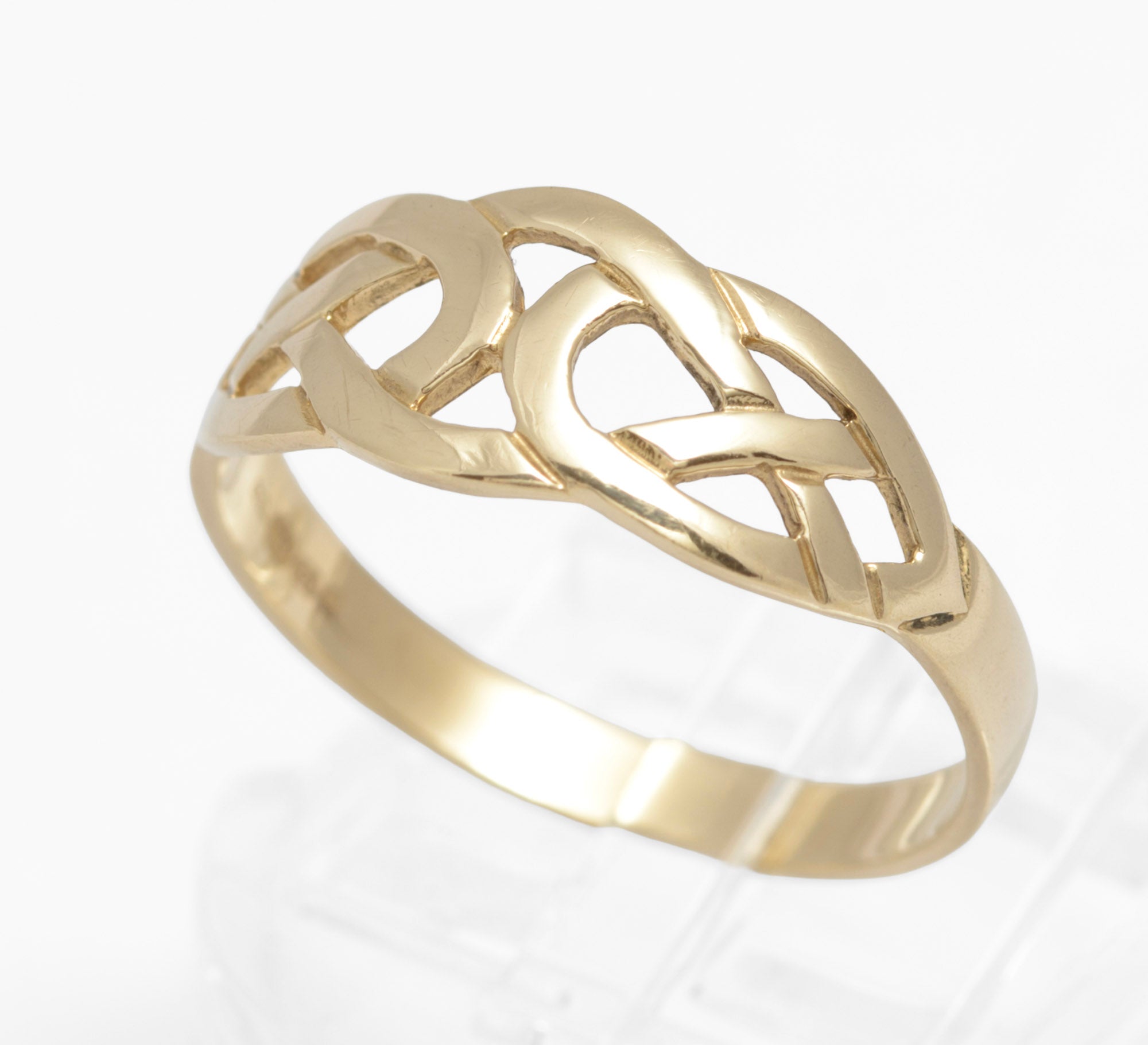 Vintage 9ct Solid Yellow Gold Celtic Knot Endless Love/Promise Ring Unisex (C2908)