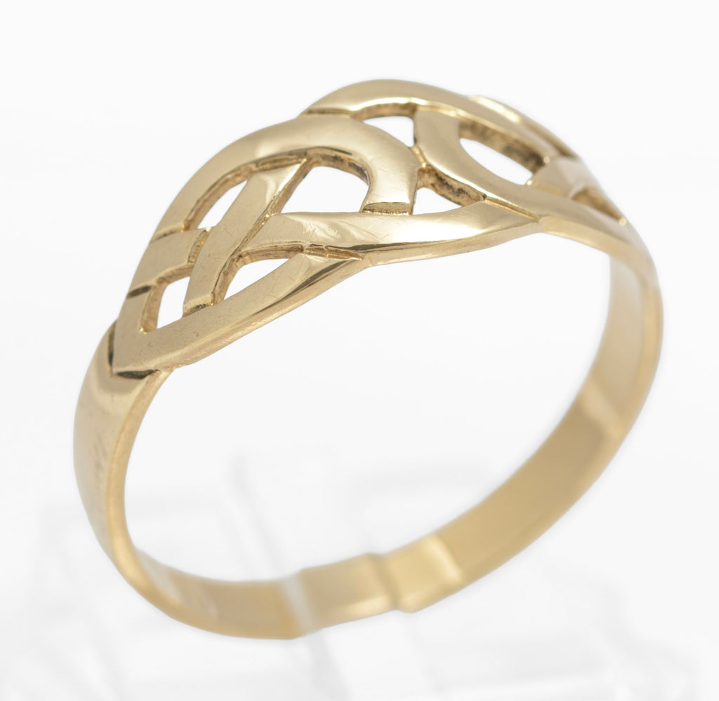 Vintage 9ct Solid Yellow Gold Celtic Knot Endless Love/Promise Ring Unisex (C2908)