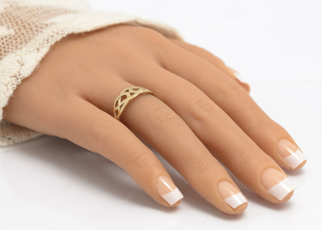 Vintage 9ct Solid Yellow Gold Celtic Knot Endless Love/Promise Ring Unisex (C2908)