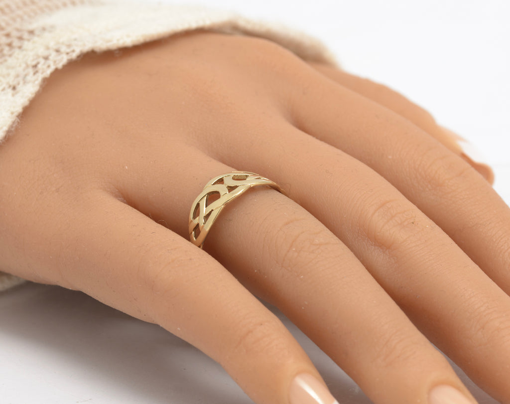 Vintage 9ct Solid Yellow Gold Celtic Knot Endless Love/Promise Ring Unisex (C2908)