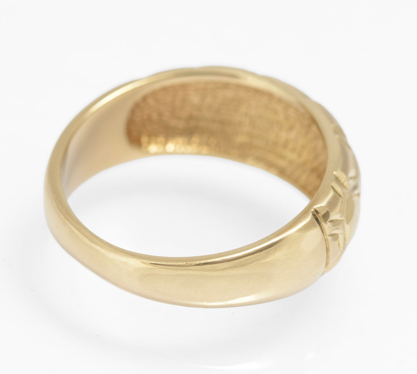 Vintage 9ct Solid Yellow Gold Honeycomb Design Bombe Ring Unisex Size U (C2909)