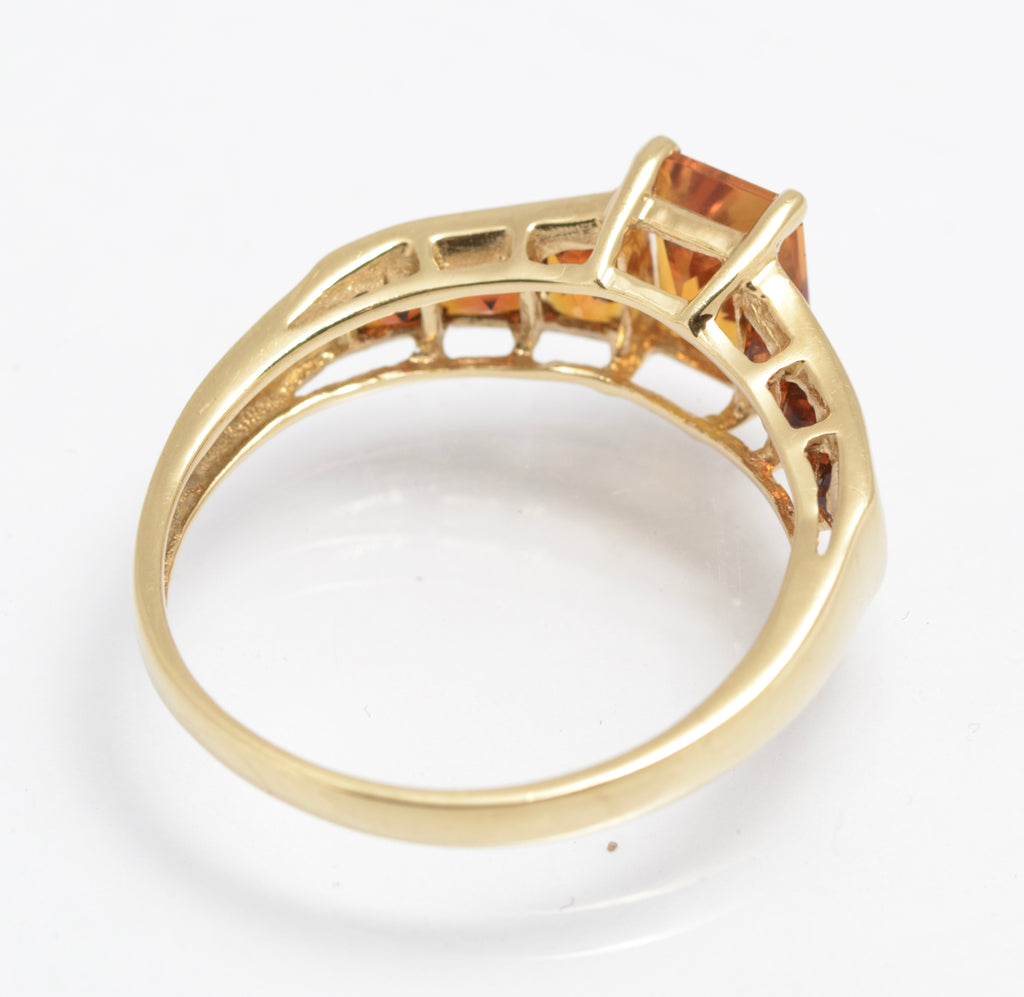 9ct Yellow Gold & Natural Graduated Tone Citrine Set Ring Women's Size V (C2910)