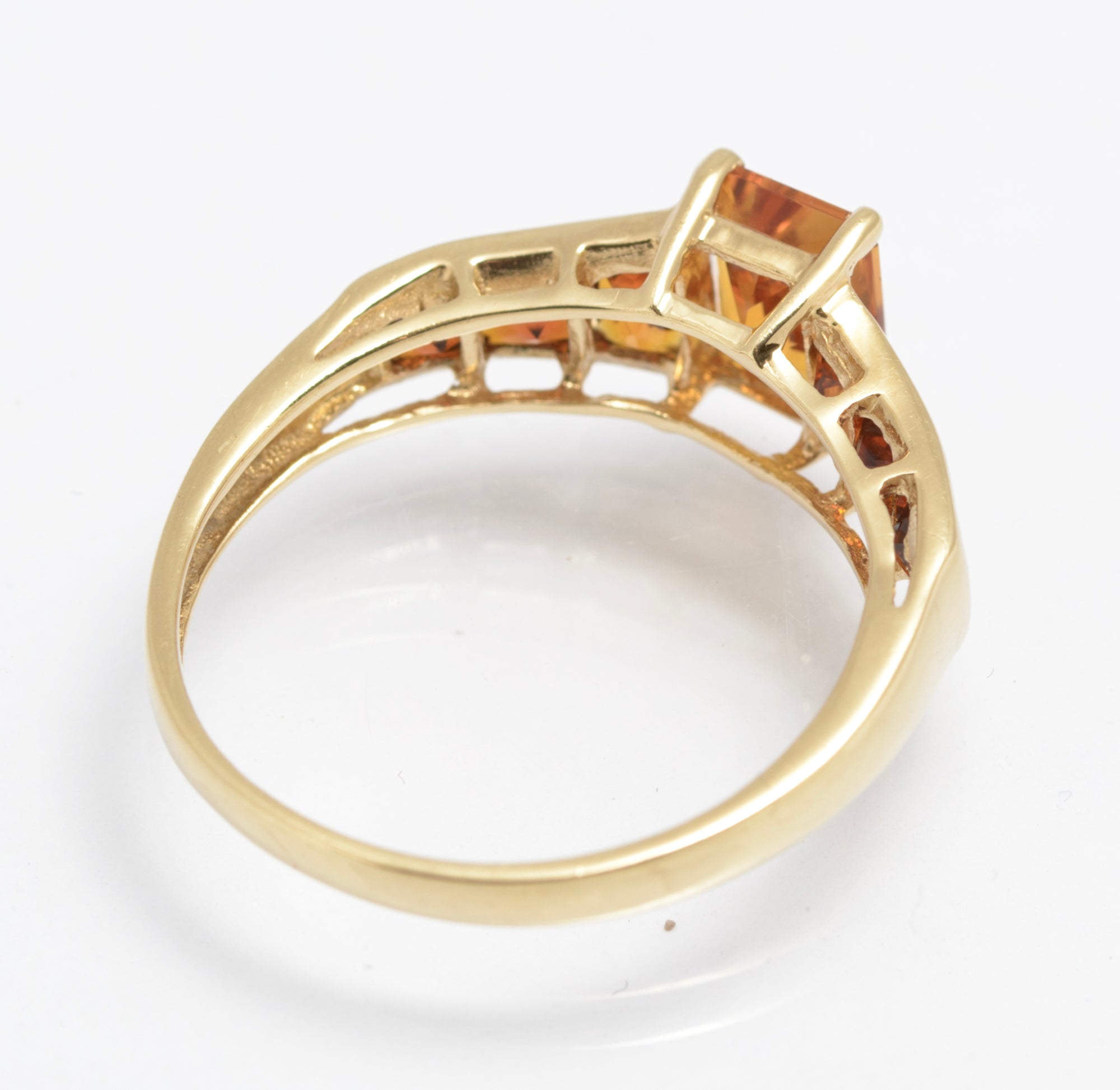 9ct Yellow Gold & Natural Graduated Tone Citrine Set Ring Women's Size V (C2910)