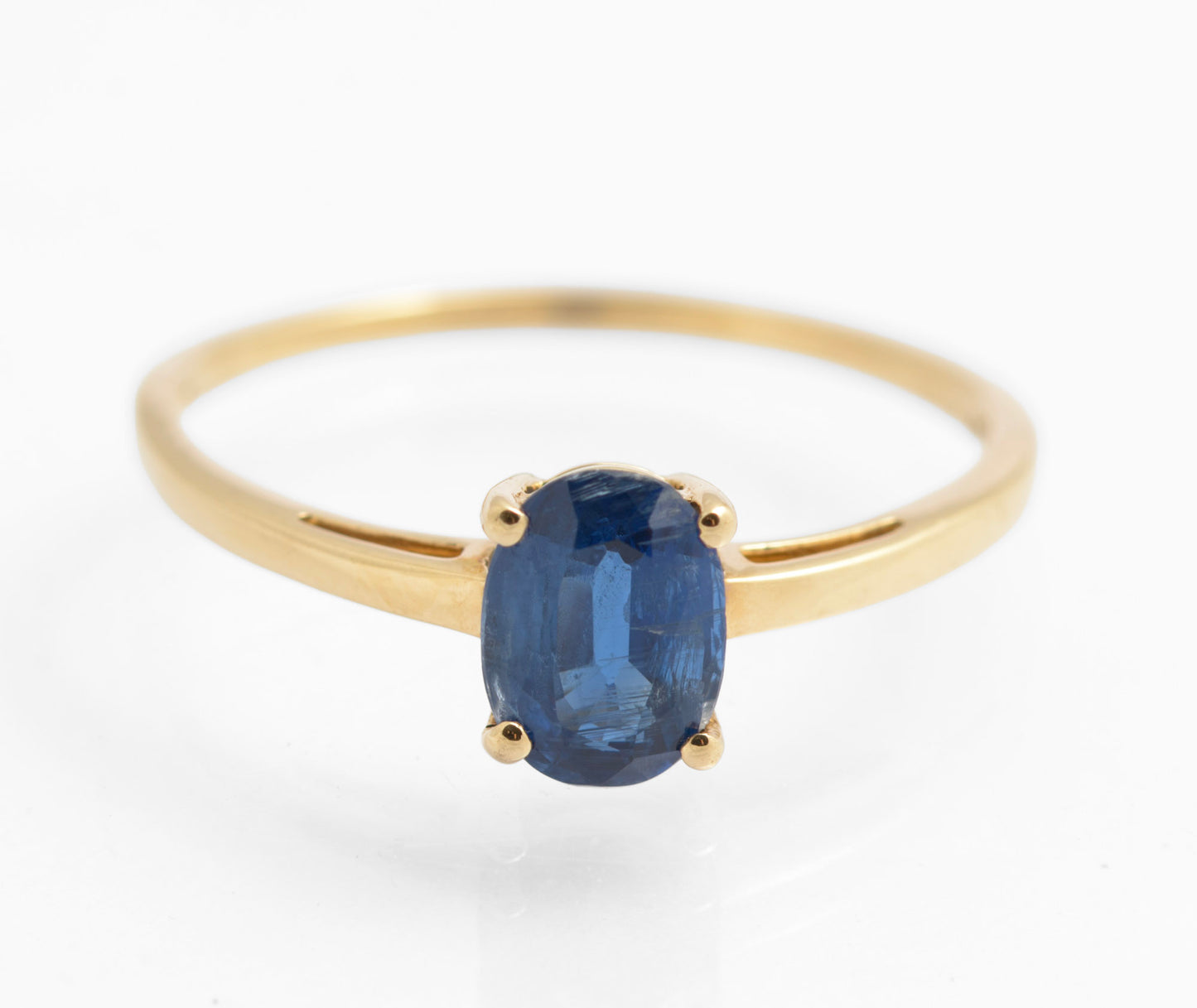 9ct Yellow Gold Solitaire Ring With 1.3 Carat Natural Blue Sapphire Size T1/2 (C2912)