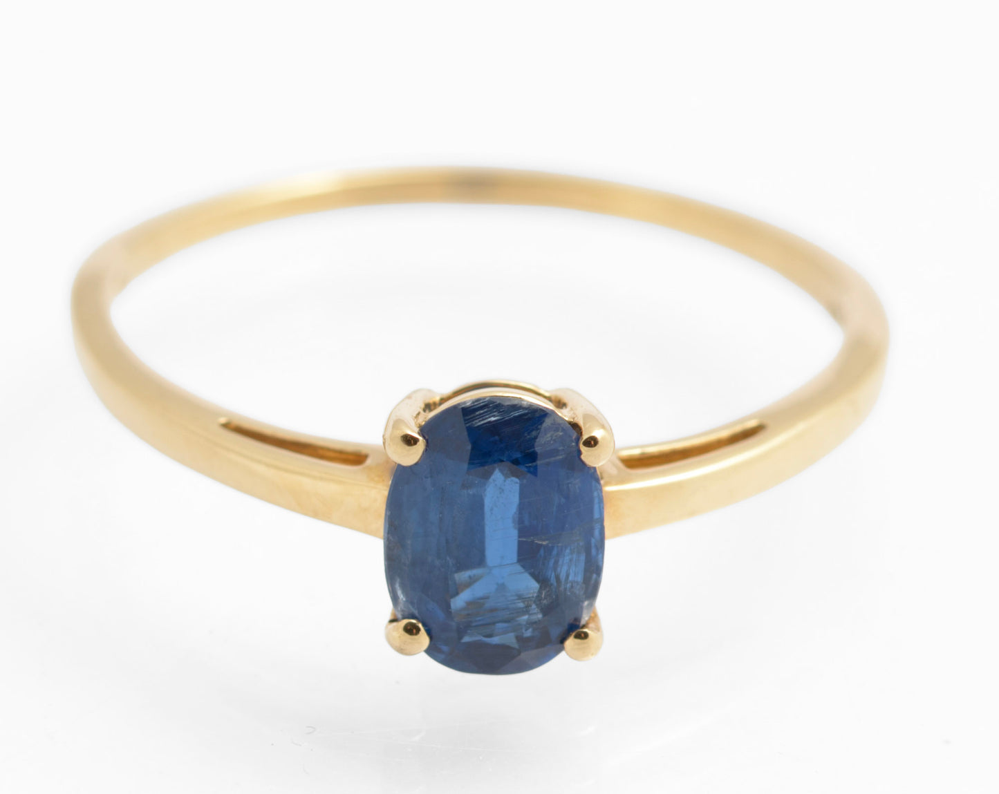 9ct Yellow Gold Solitaire Ring With 1.3 Carat Natural Blue Sapphire Size T1/2 (C2912)