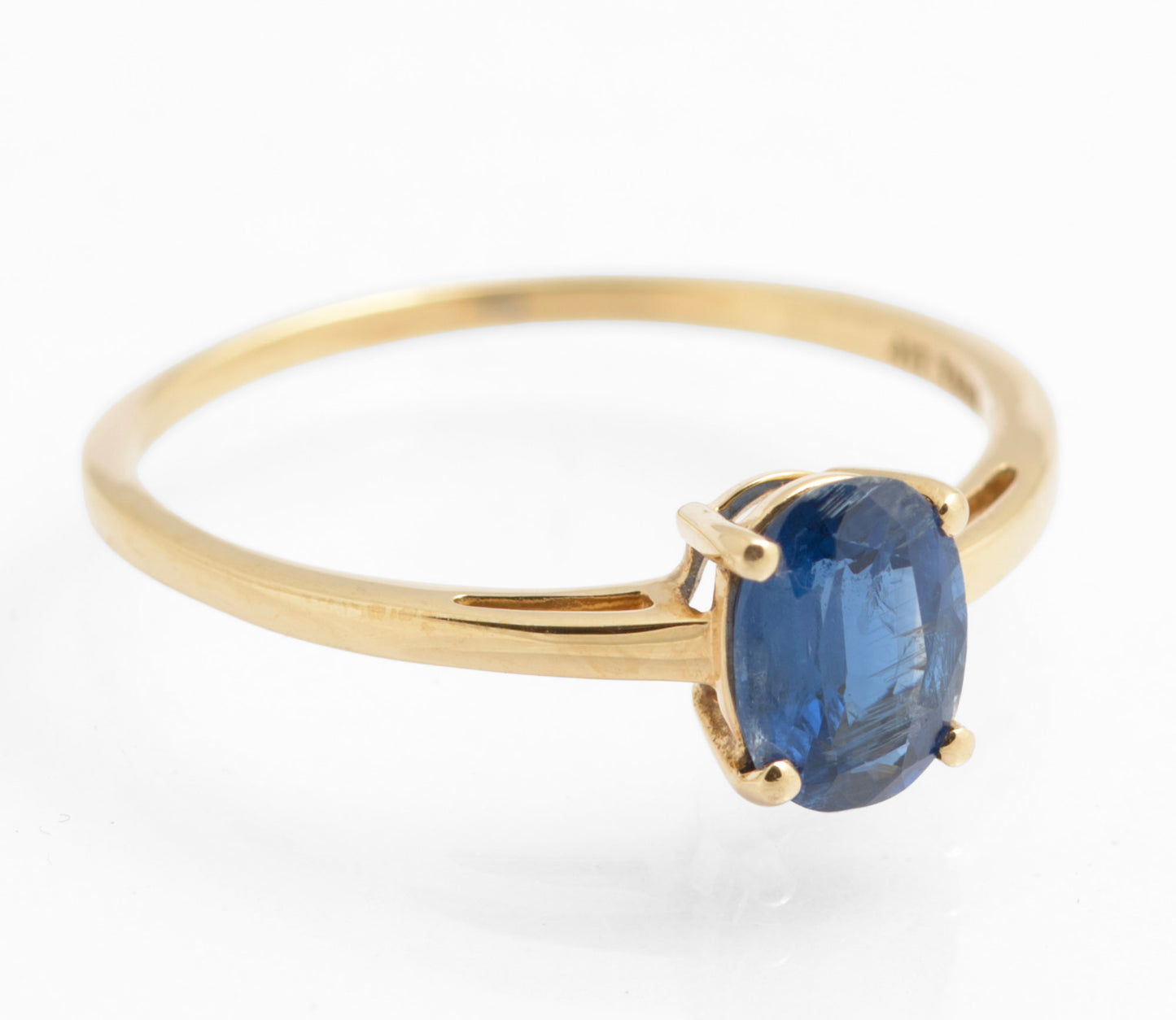 9ct Yellow Gold Solitaire Ring With 1.3 Carat Natural Blue Sapphire Size T1/2 (C2912)