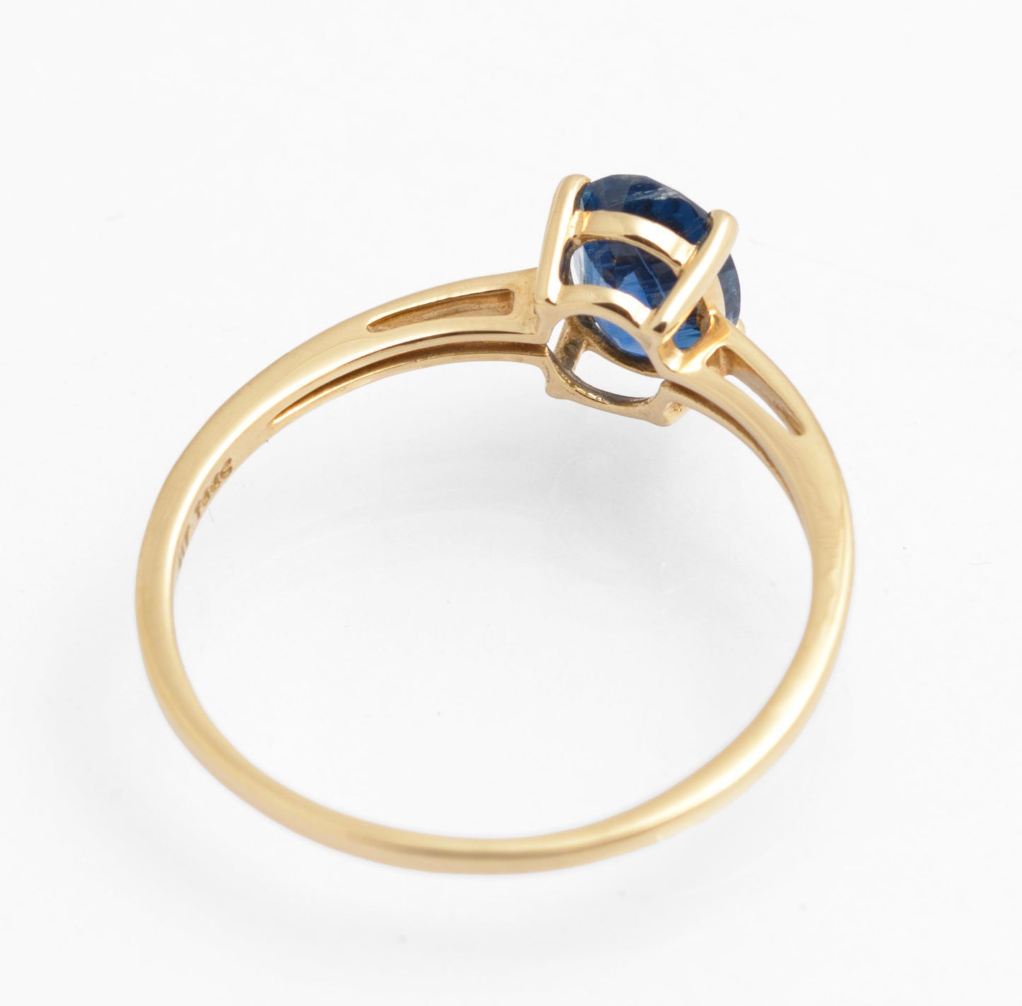 9ct Yellow Gold Solitaire Ring With 1.3 Carat Natural Blue Sapphire Size T1/2 (C2912)