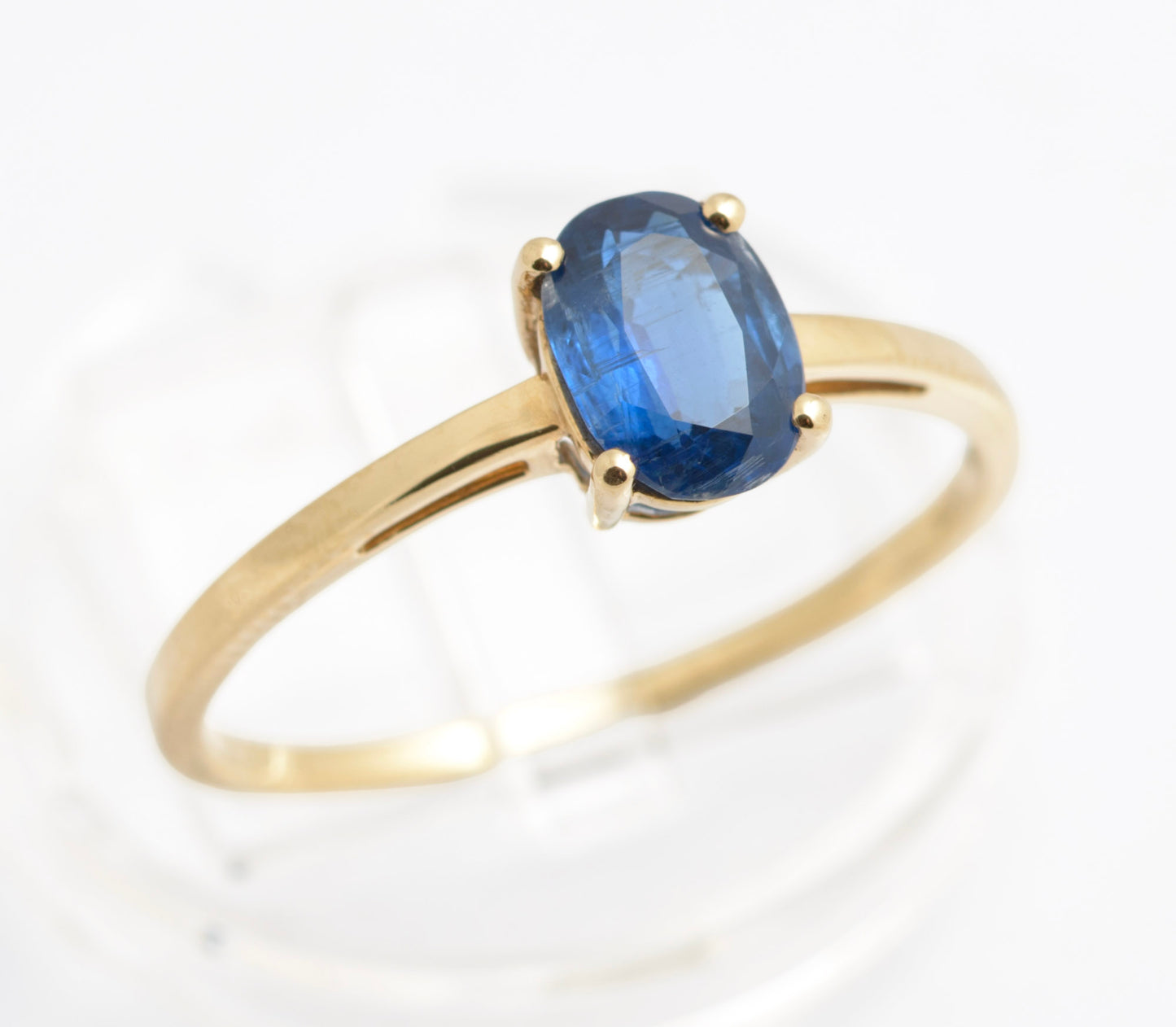 9ct Yellow Gold Solitaire Ring With 1.3 Carat Natural Blue Sapphire Size T1/2 (C2912)