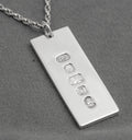 Vintage Sterling Silver Ingot Bullion Bar Pendant Necklace Feature Hallmark 1977 (C2914)