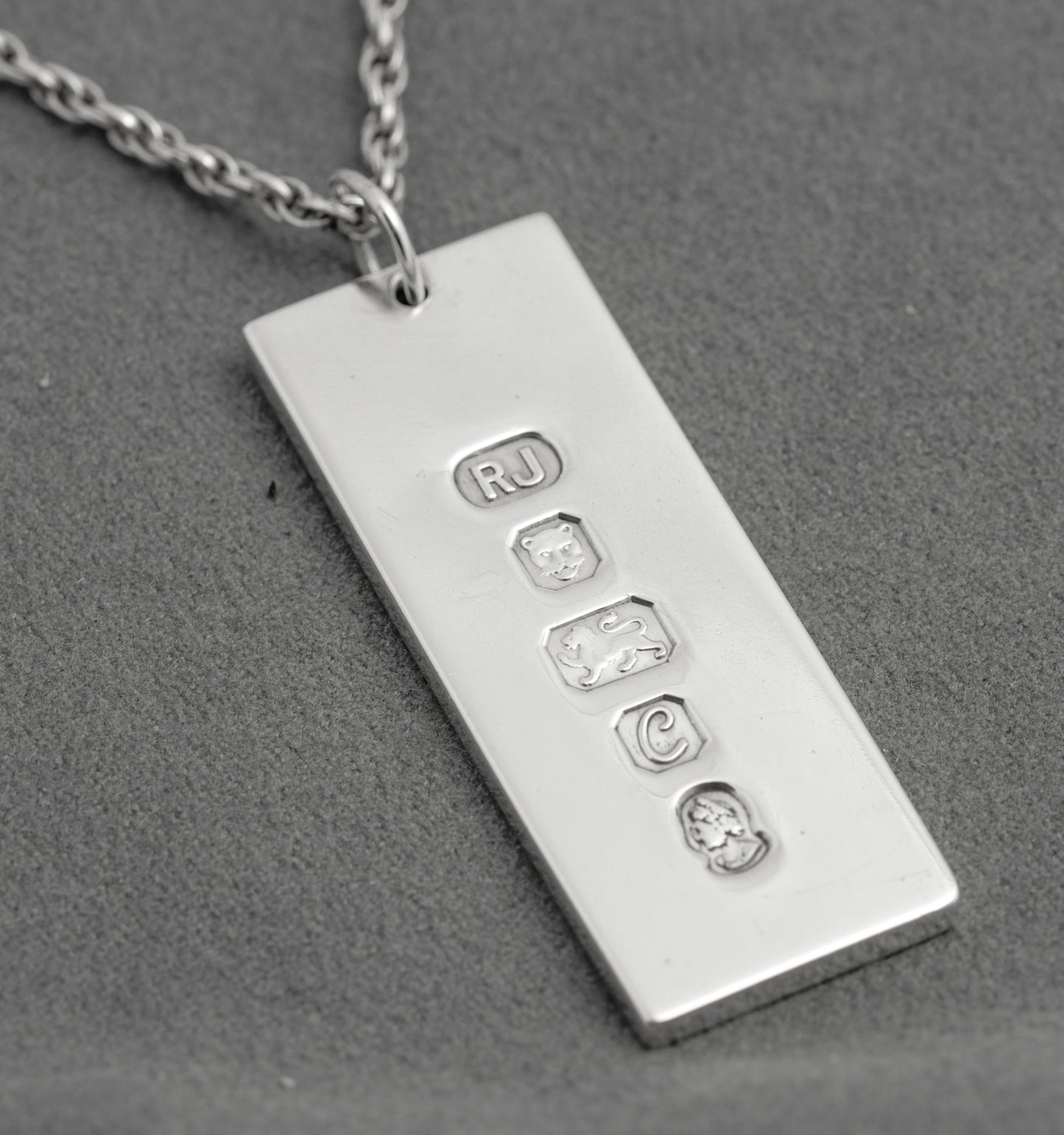 Vintage Sterling Silver Ingot Bullion Bar Pendant Necklace Feature Hallmark 1977 (C2914)