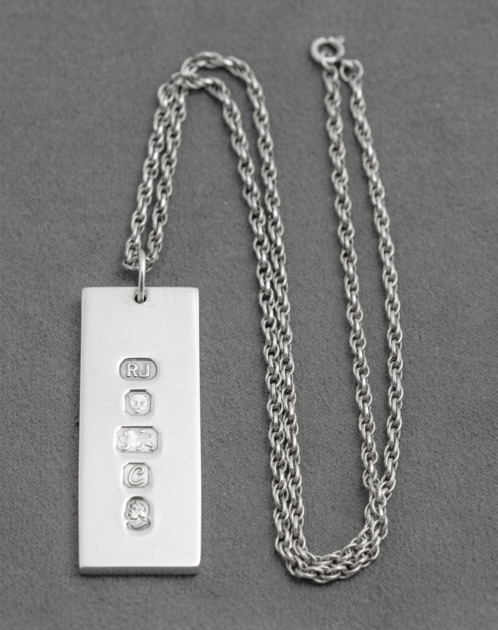 Vintage Sterling Silver Ingot Bullion Bar Pendant Necklace Feature Hallmark 1977 (C2914)