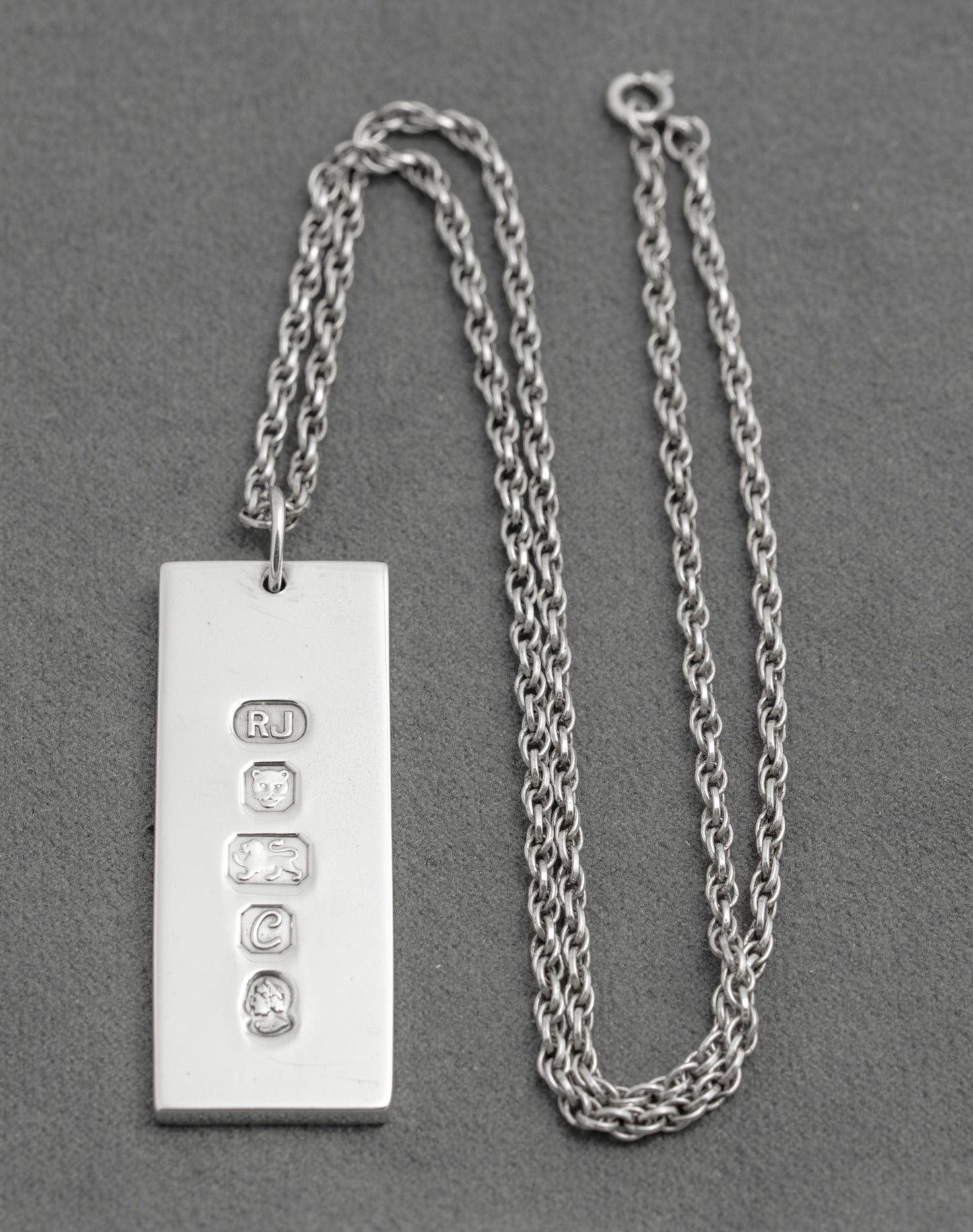 Vintage Sterling Silver Ingot Bullion Bar Pendant Necklace Feature Hallmark 1977 (C2914)