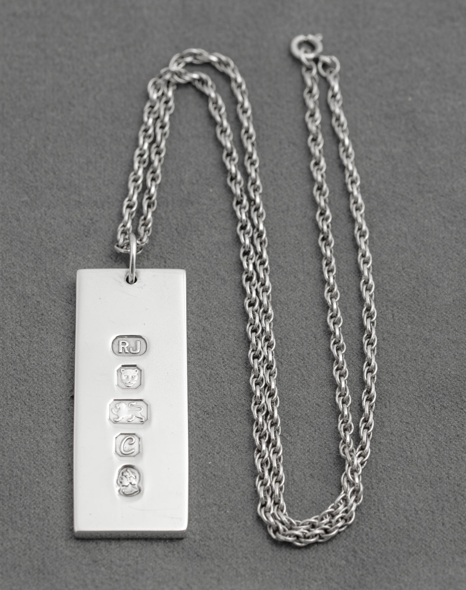 Vintage Sterling Silver Ingot Bullion Bar Pendant Necklace Feature Hallmark 1977 (C2914)