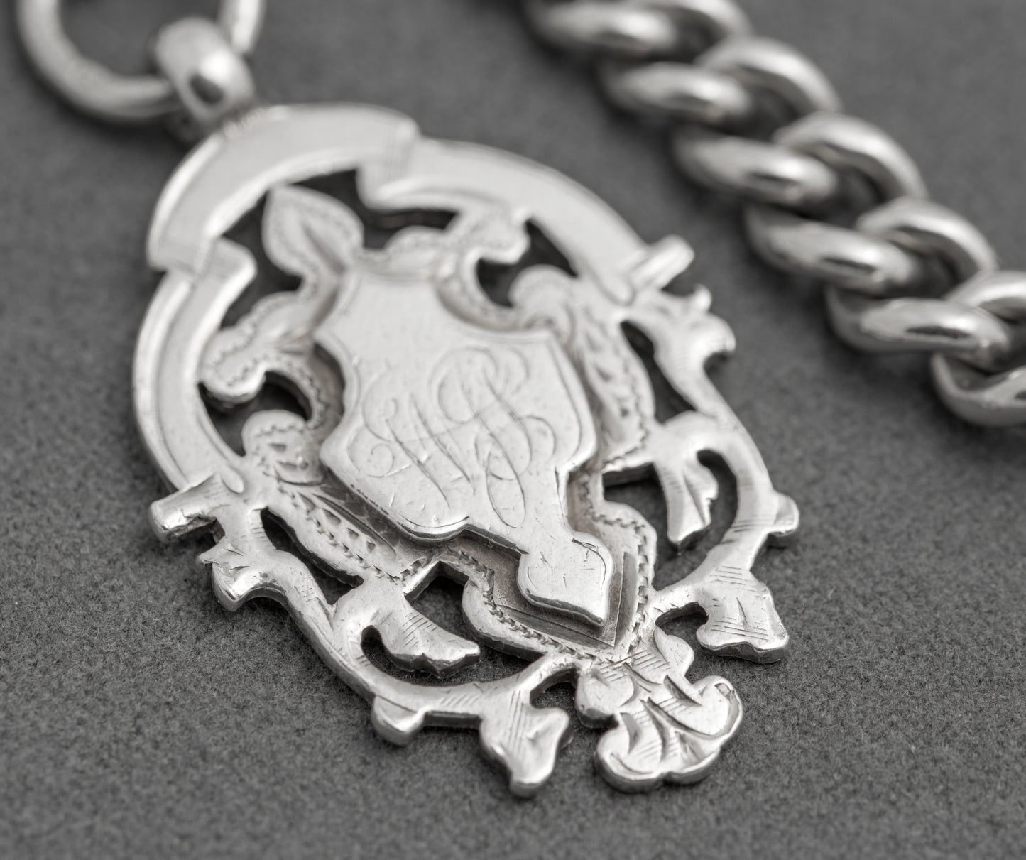 Antique Victorian Sterling Silver Albert Watch Chain T Bar & Fob Hallmarked 1898 (C2917)