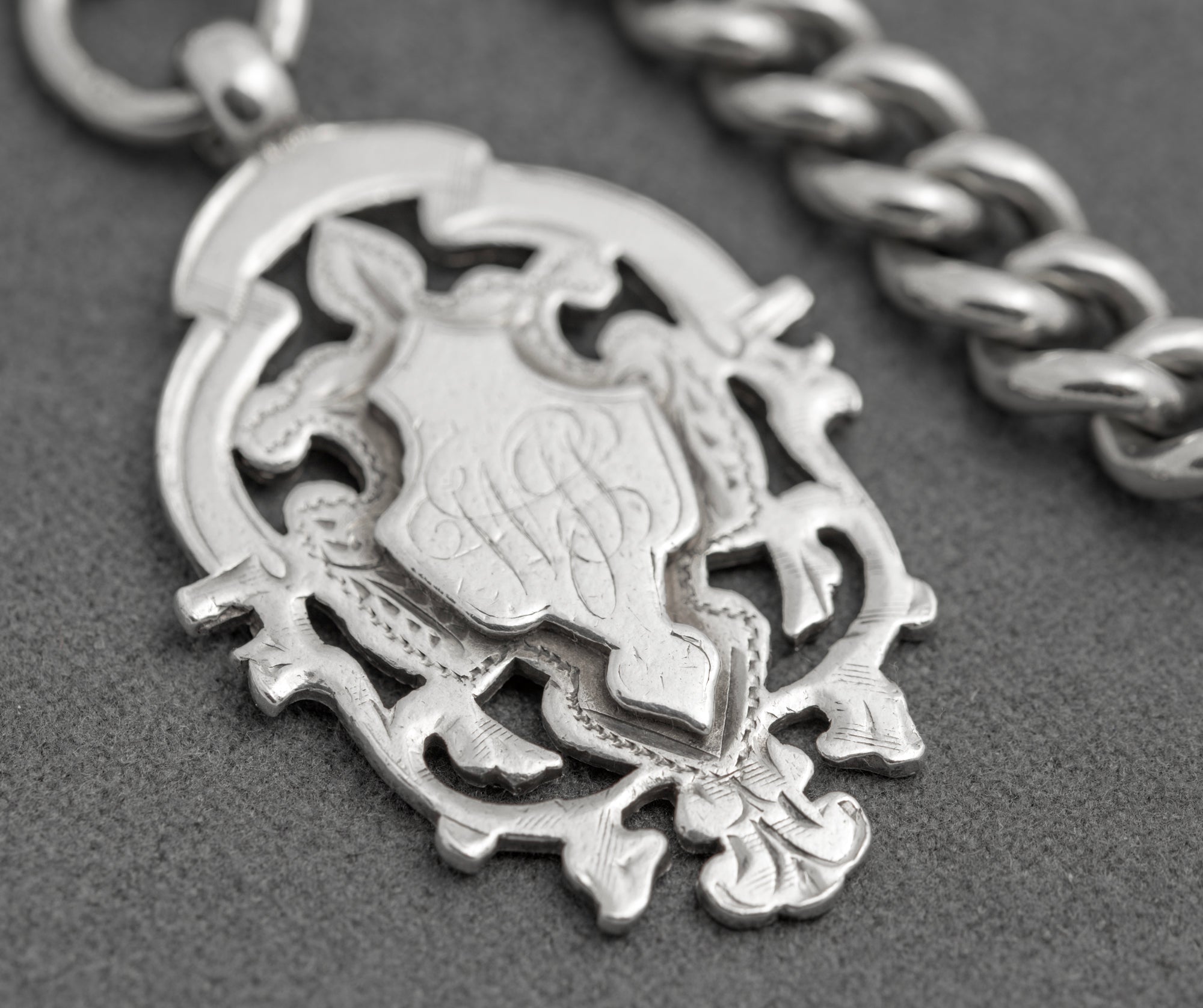 Antique Victorian Sterling Silver Albert Watch Chain T Bar & Fob Hallmarked 1898 (C2917)