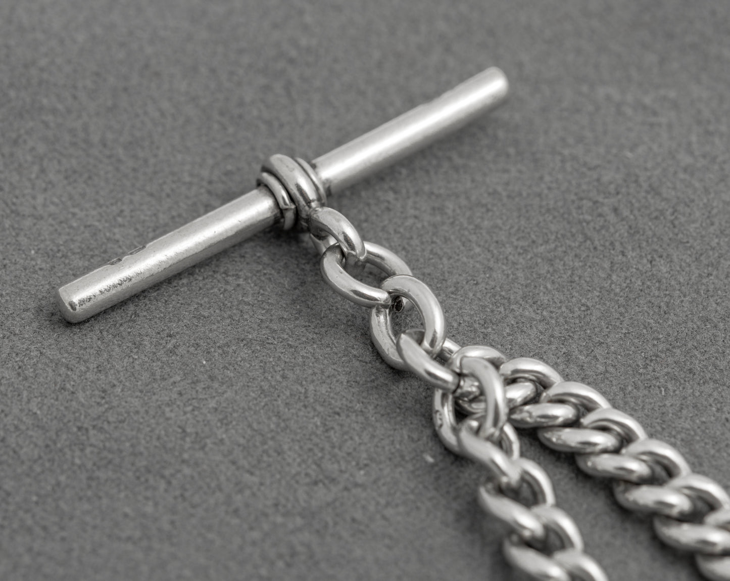 Antique Victorian Sterling Silver Albert Watch Chain T Bar & Fob Hallmarked 1898 (C2917)