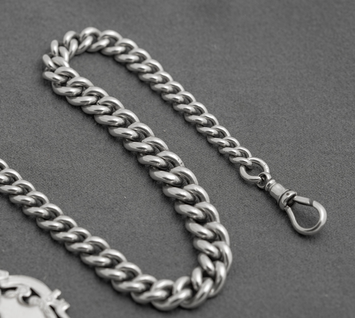 Antique Victorian Sterling Silver Albert Watch Chain T Bar & Fob Hallmarked 1898 (C2917)