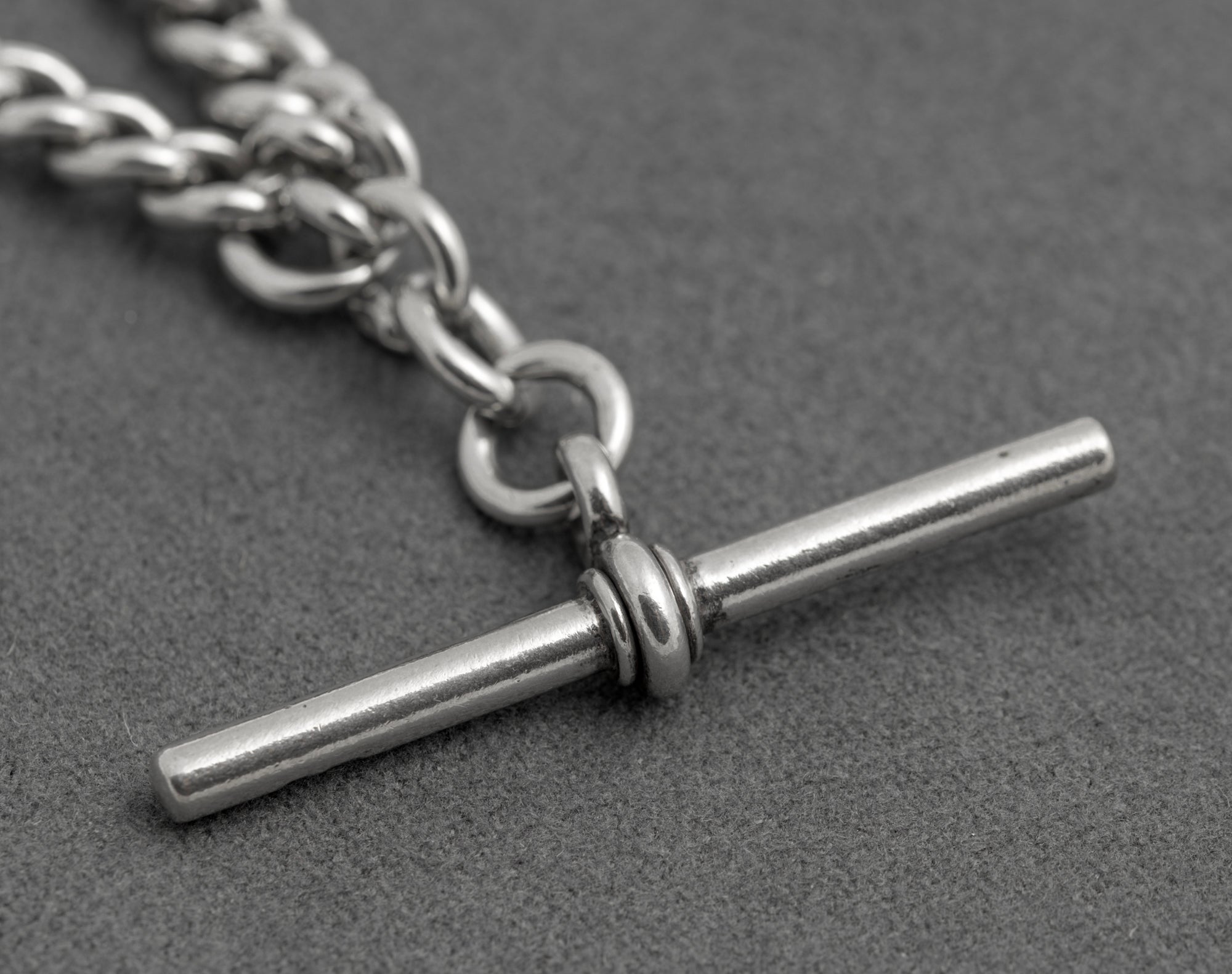 Antique Victorian Sterling Silver Albert Watch Chain T Bar & Fob Hallmarked 1898 (C2917)