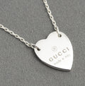 Genuine Vintage Gucci Sterling Silver Heart Tag Pendant Necklace (C2922)