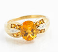 9ct Gold & Natural Citrine Dress Ring With Diamond Accents UK Size U (C2923)