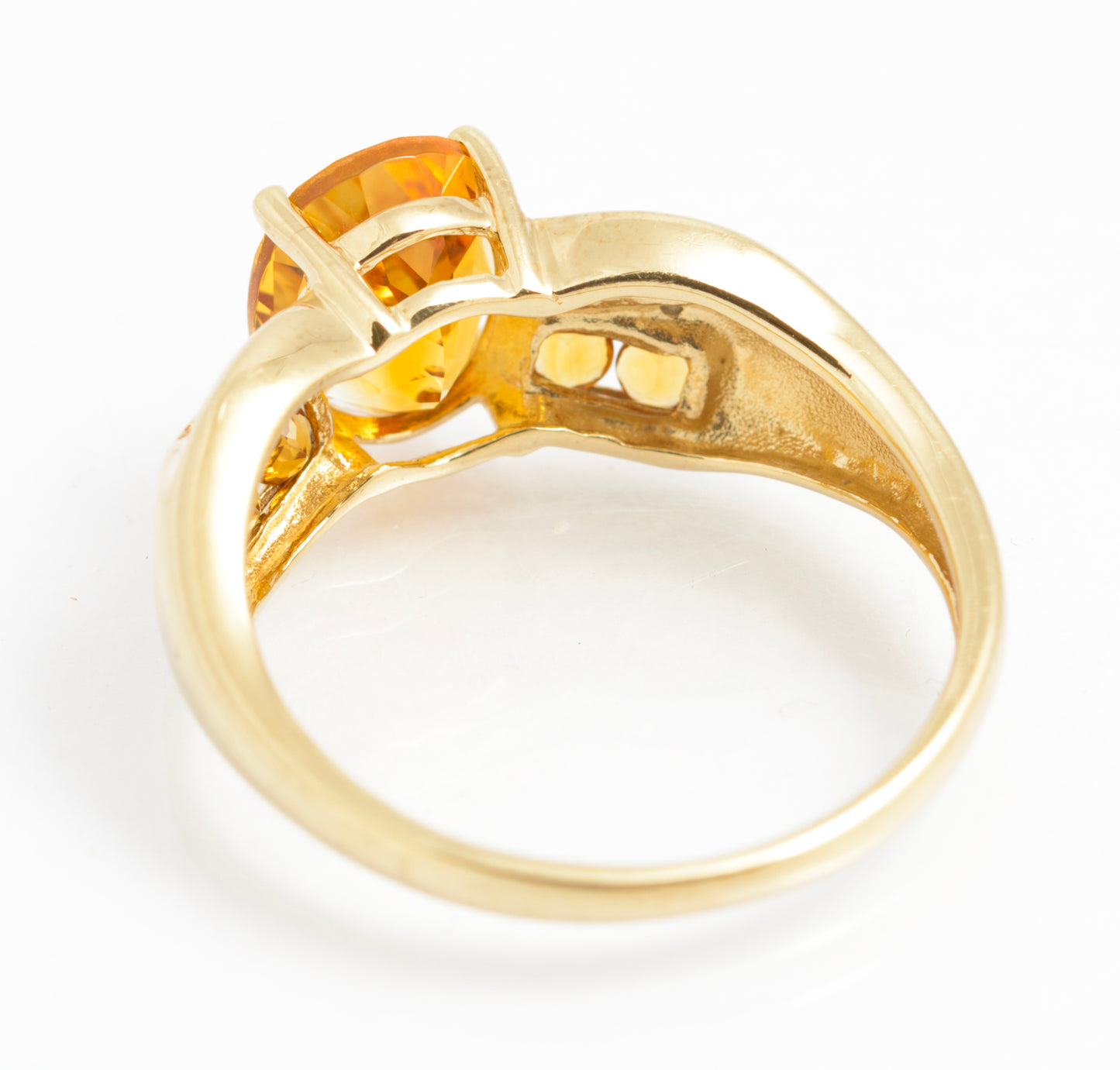 9ct Gold & Natural Citrine Dress Ring With Diamond Accents UK Size U (C2923)