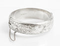 Vintage Sterling Silver Hinged Bangle - Harrods Hallmark 1961 Foliate Design (C2931)