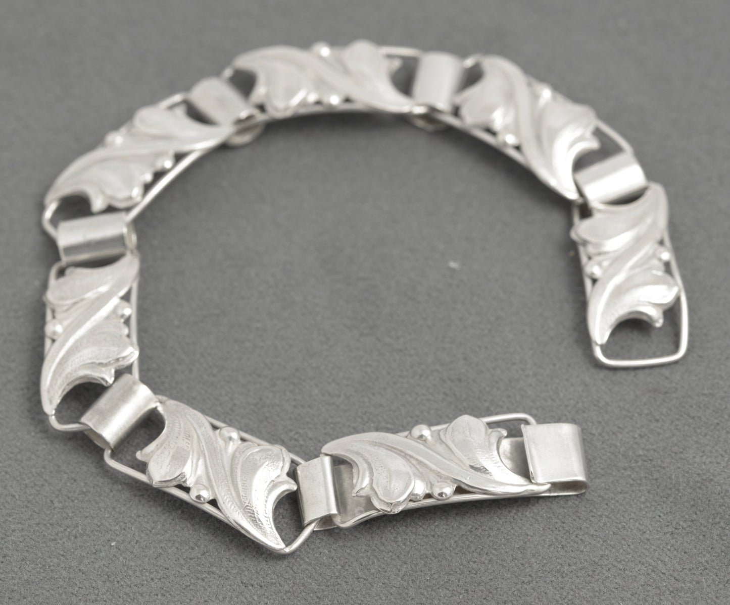 Scandinavian 830 Silver Panel Link Bracelet - Handmade - Mid‑Century Modern (C2932)