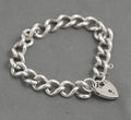 Vintage Sterling Silver Heavy Curb (Charm) Chain Bracelet - Padlock Clasp 1975 (C2935)