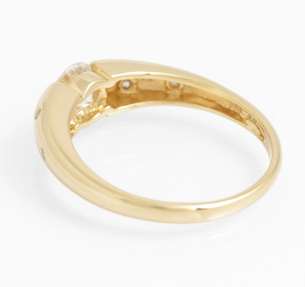 14ct Gold CZ Diamonique Ring - Flush Set Shoulder Gems - QVC 2004 Size U 1/2 (C2934)