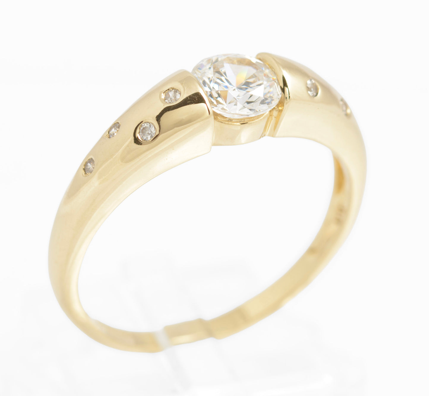 14ct Gold CZ Diamonique Ring - Flush Set Shoulder Gems - QVC 2004 Size U 1/2 (C2934)