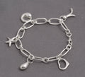 Contemporary Sterling Silver Trombone Link Charm Bracelet – 925 Marked – 18 cm (C2936)