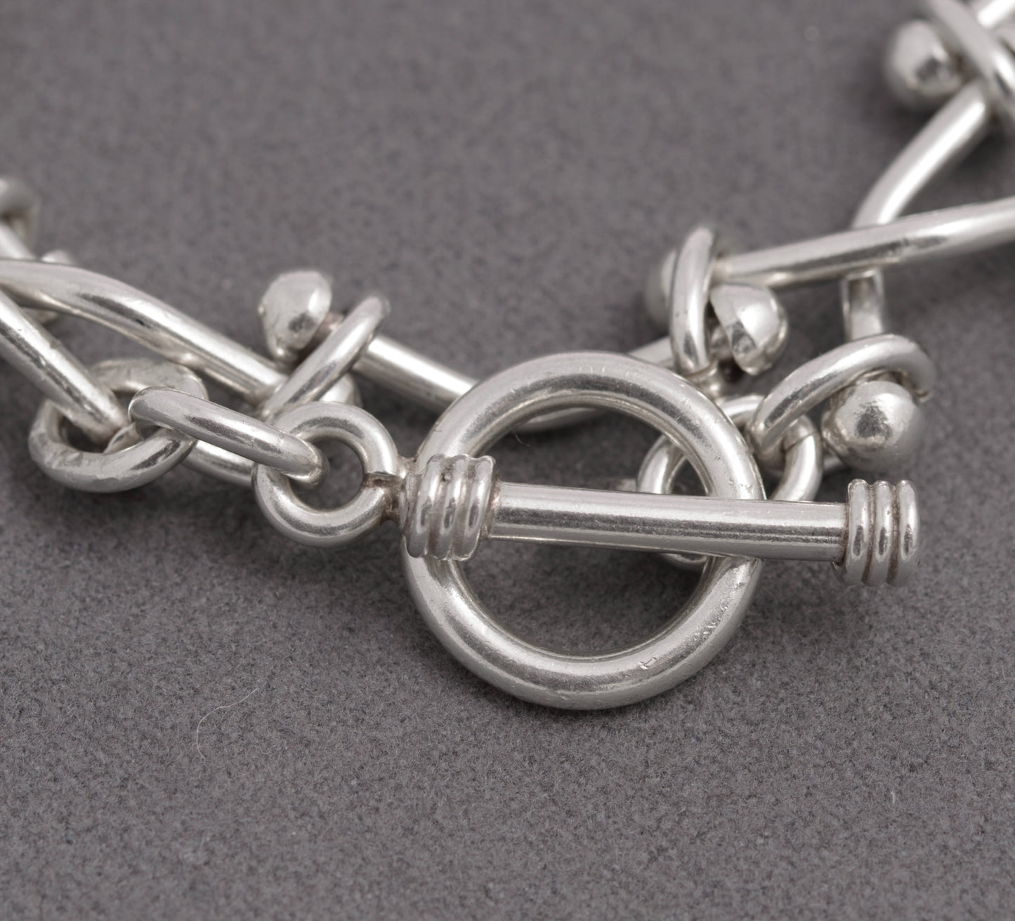 Sterling Silver 925 Rivet Link Wrap Bracelet / Choker – Toggle Clasp – 38.5cm (C2937)