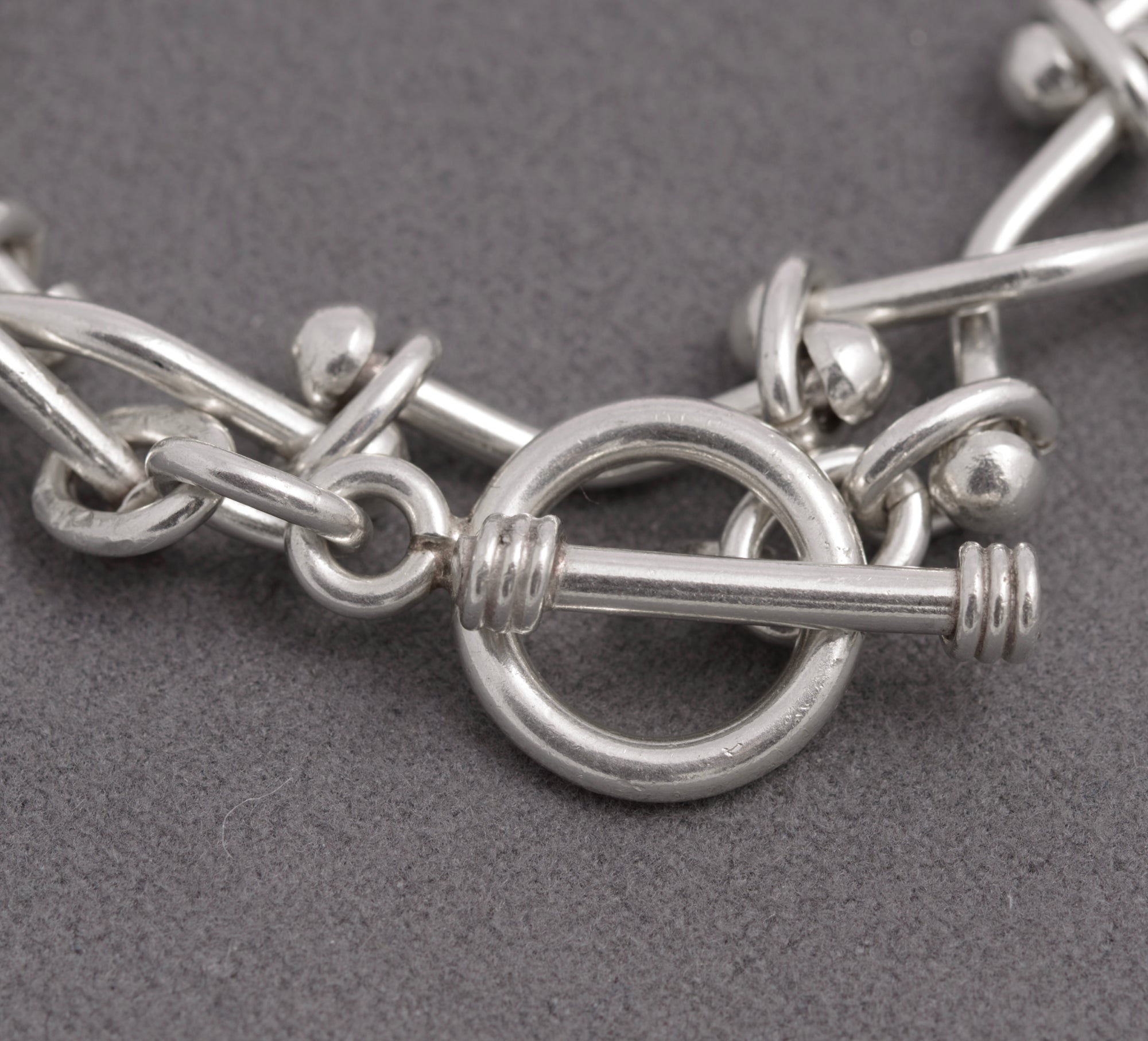 Sterling Silver 925 Rivet Link Wrap Bracelet / Choker – Toggle Clasp – 38.5cm (C2937)