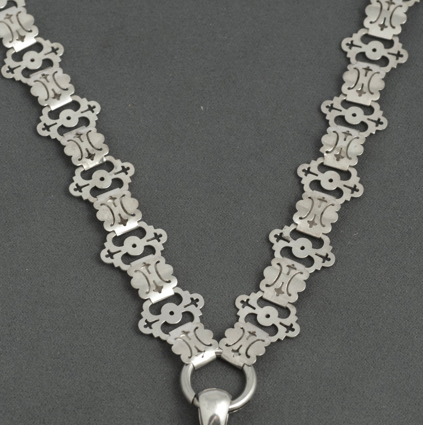 Victorian Antique Sterling Silver Photo Locket 1880 on Book Chain Necklace (C2941)