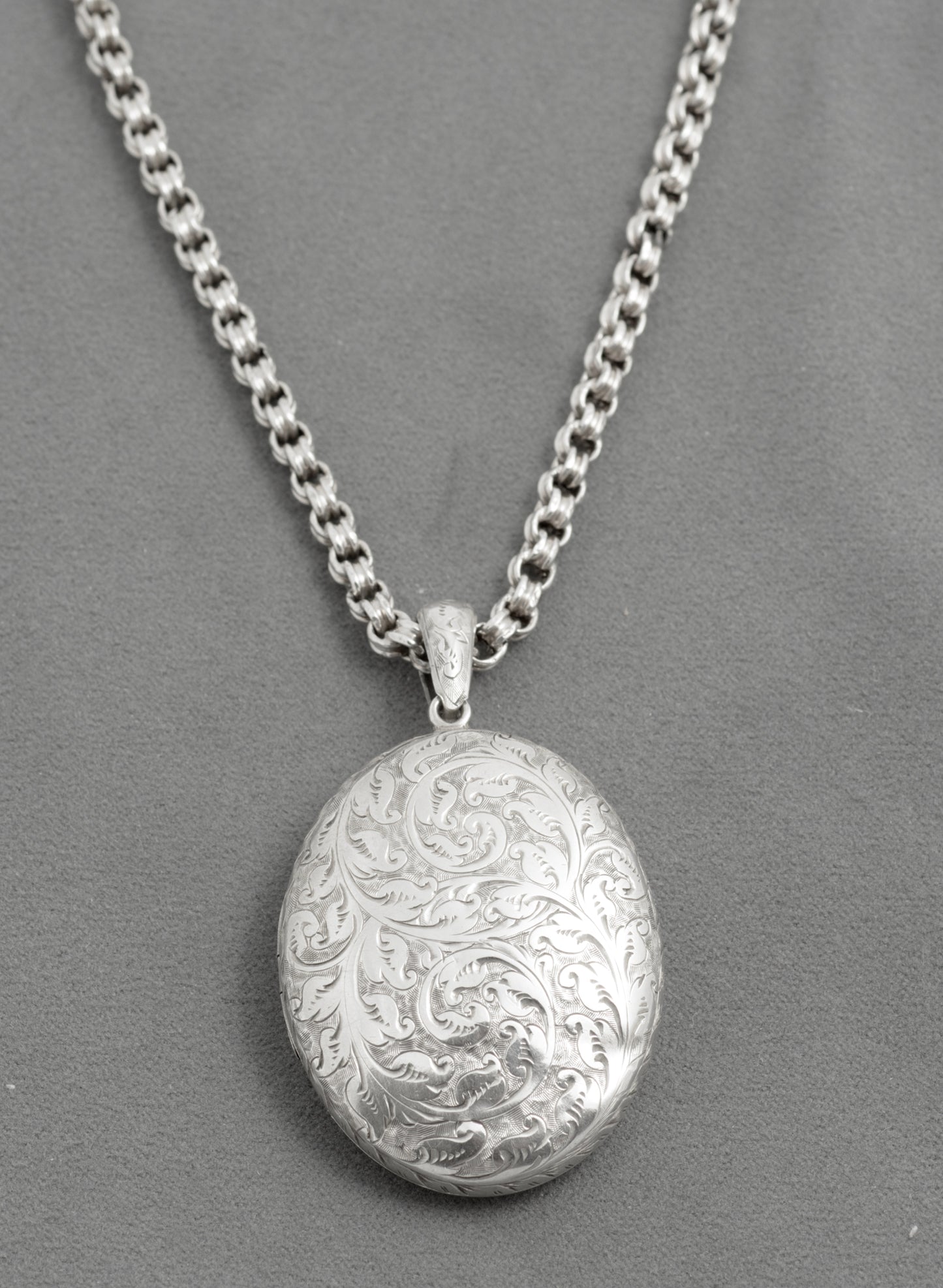 Antique Victorian Ornate Sterling Silver Locket & Fancy Chain 1878 Hallmarked (C2944)