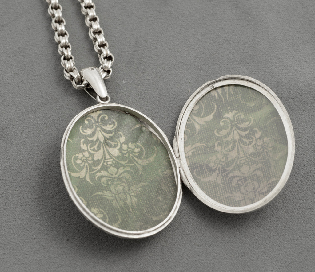 Antique Victorian Ornate Sterling Silver Locket & Fancy Chain 1878 Hallmarked (C2944)