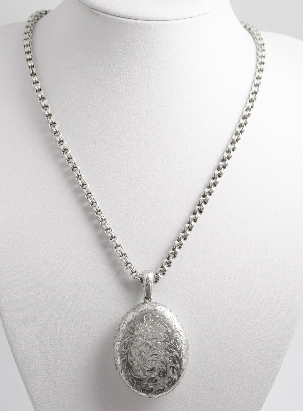 Antique Victorian Ornate Sterling Silver Locket & Fancy Chain 1878 Hallmarked (C2944)