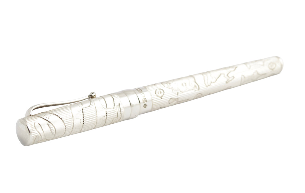 Anthony Elson Sterling Silver Millennium Fountain Pen 18ct Gold Nib - Goldsmiths (C2945)